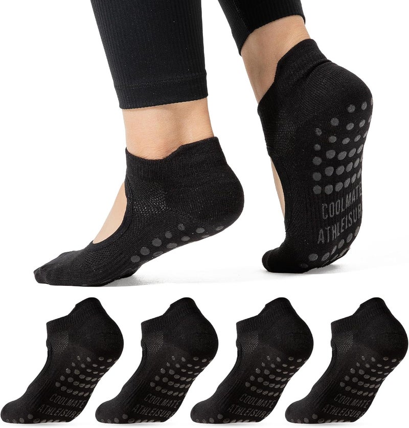 CoolMate Store Pilates Socks with Grips for Women, Yoga Socks, Crew Non Slip Women for Barre, Pilates Gifts - Image 1